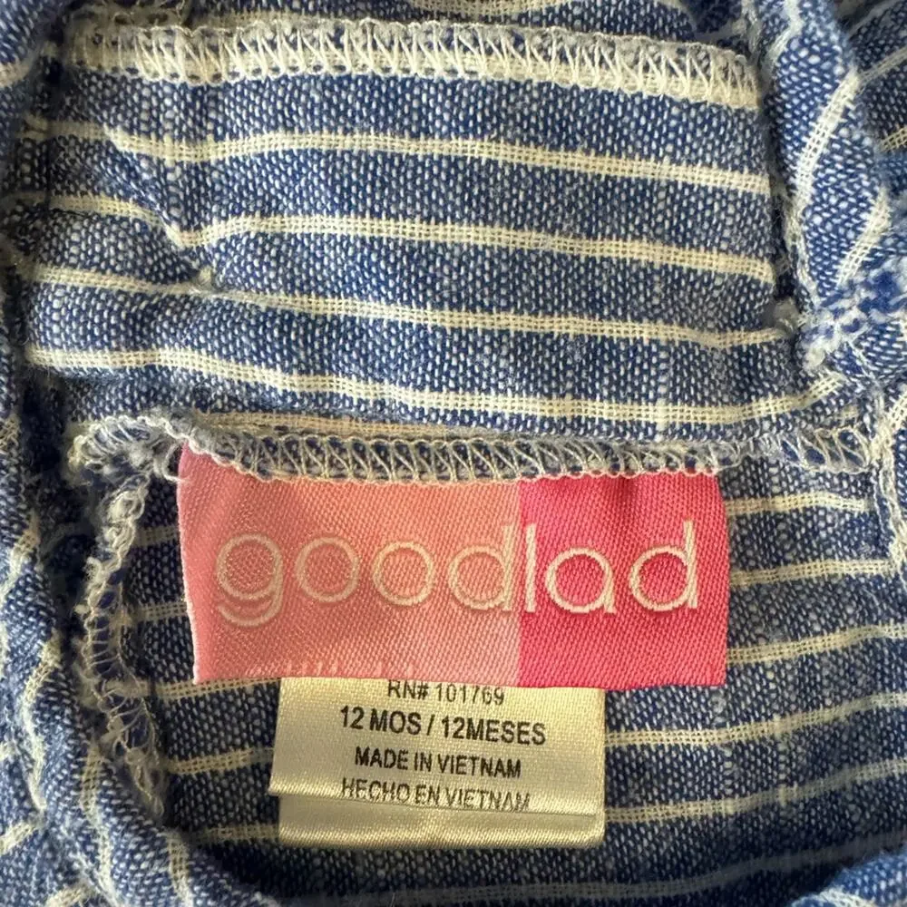 Good Lad - Adorable Blue and White Striped Dress with Daisy Accents, Size 12M - Picture 5 of 5